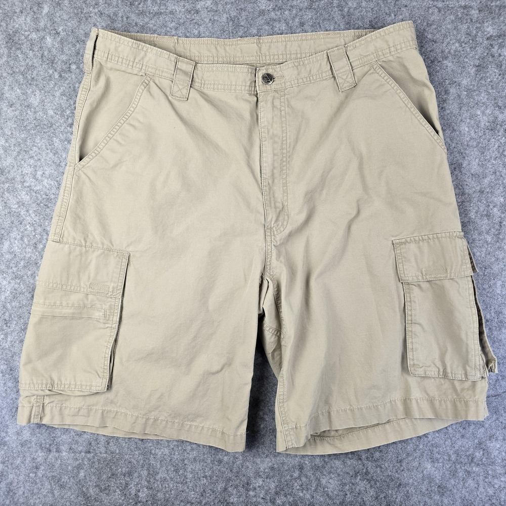 Wrangler Outdoor Shorts Mens 38 Beige Cargo Canvas Utility Pockets Hiking